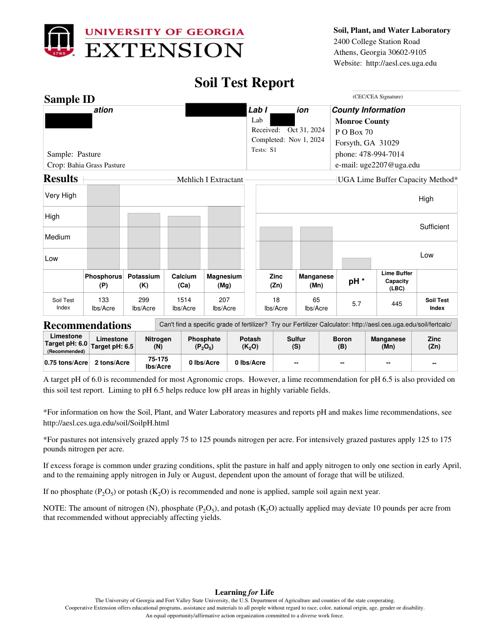 Soil test report (before)