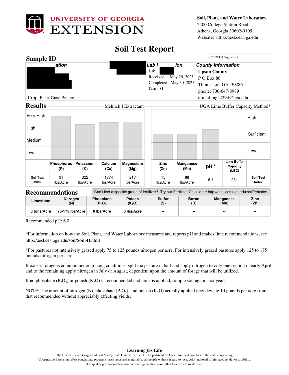 Soil test report (after)